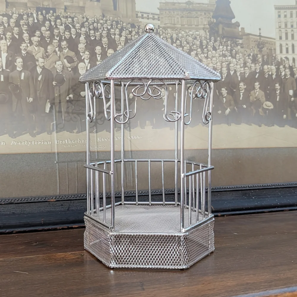 Silver-toned Decorative Gazebo Figurine - Picture 1 of 4